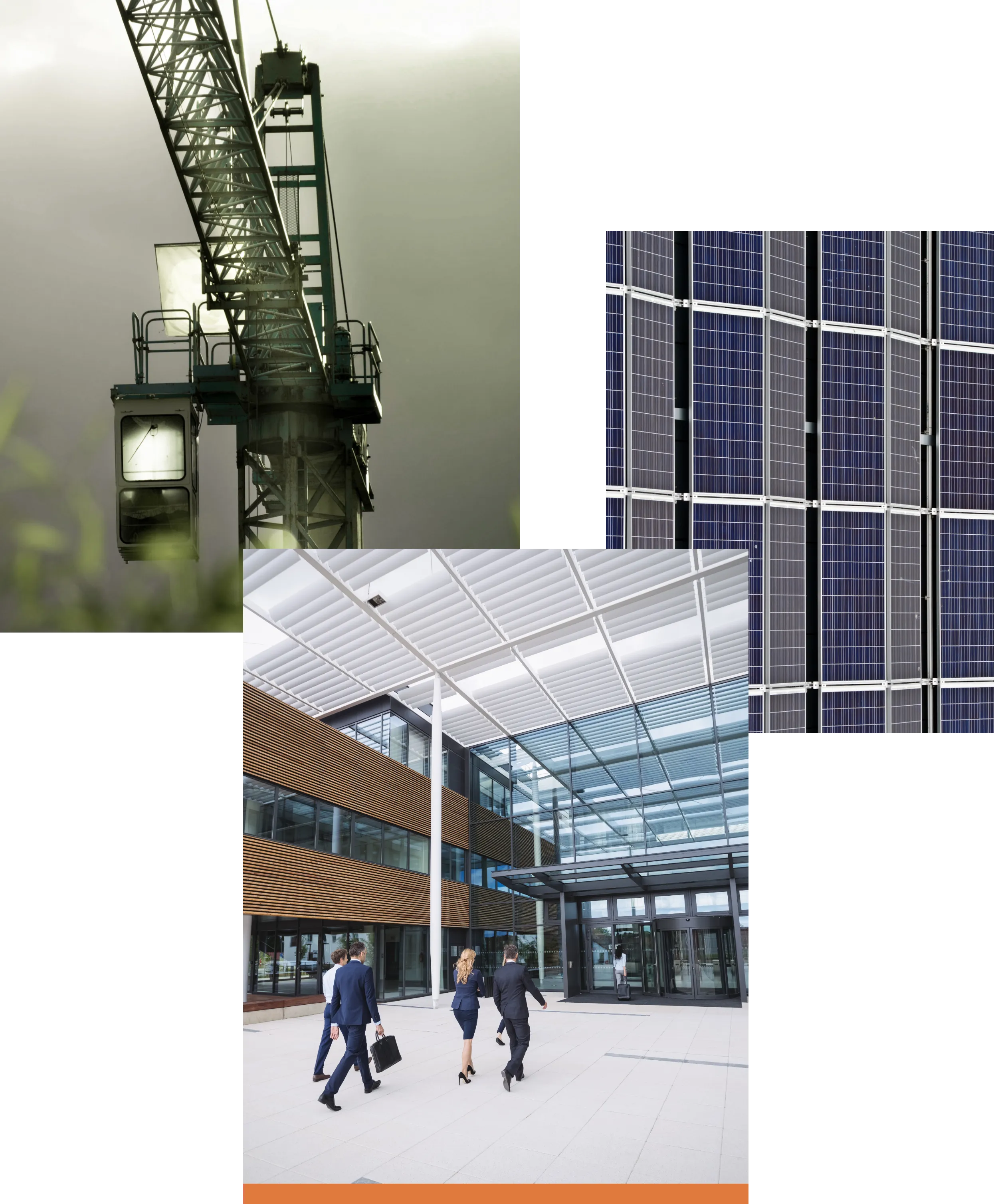 Crane, Solar Panels and Building lobby